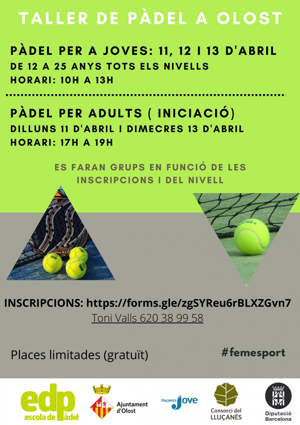 Taller de pàdel a Olost